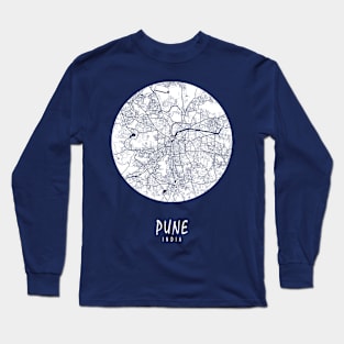 Pune, Maharashtra, India City Map - Full Moon Long Sleeve T-Shirt